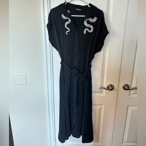 Relaxed midaxi shirt dress with snake embroidery *ON HOLD*